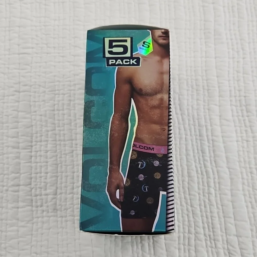 Volcom 5 Pack Boxer Briefs Size Small (28-30) 5.5 inch Inseam‎ NEW Stretch NWT